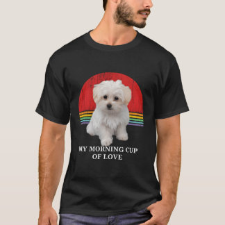 Camiseta Maltês Puppies Lover Retro Sunset Pet Owner Love