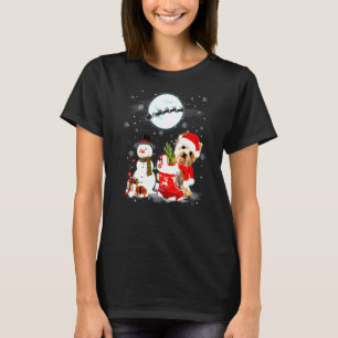 Camiseta Maltês Santa Hat Snowman Papai noel Sob Moonlight