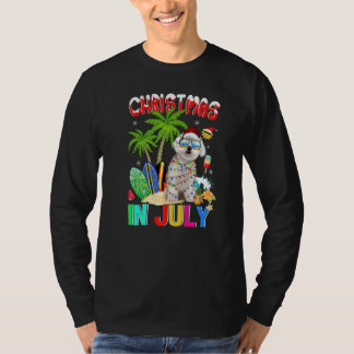 Camiseta Maltês: Santa Hat Sunglass Natal Em Julho