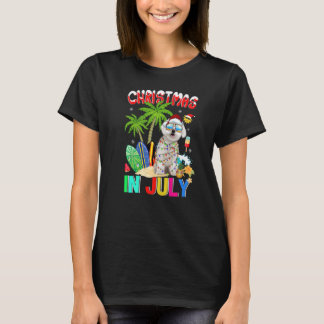 Camiseta Maltês: Santa Hat Sunglass Natal Em Julho