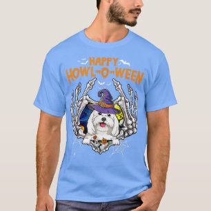 Camiseta Maltês Skeleton Heart Happy Howleen Costume 