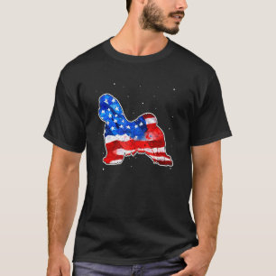 Camiseta Maltês Tie Dye American Flag Patriótico 4º De Jul