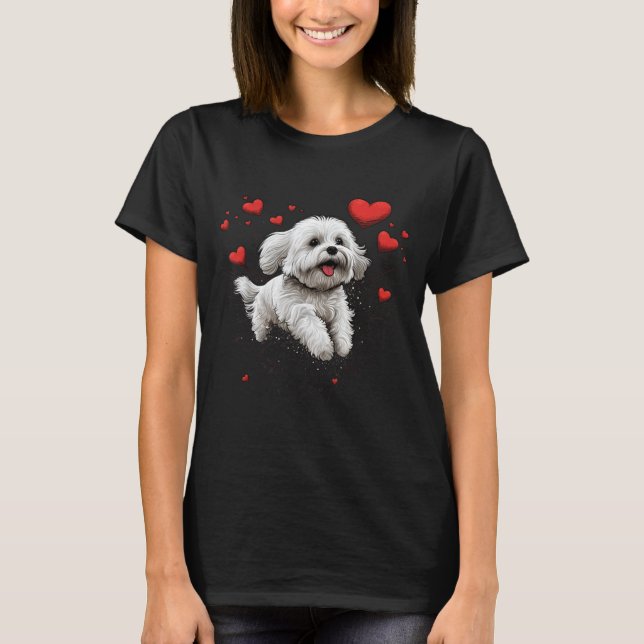 Camiseta Maltese Dog Love Heart For Valentines Day Maltese  (Frente)