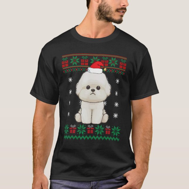 Camiseta Maltese Dog Ugly Sweater Christmas  for Puppy Dog (Frente)