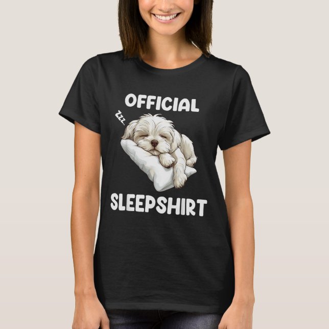 Camiseta Maltese Sleepshirt Cute Dog Lover Pajama Sleepwear (Frente)