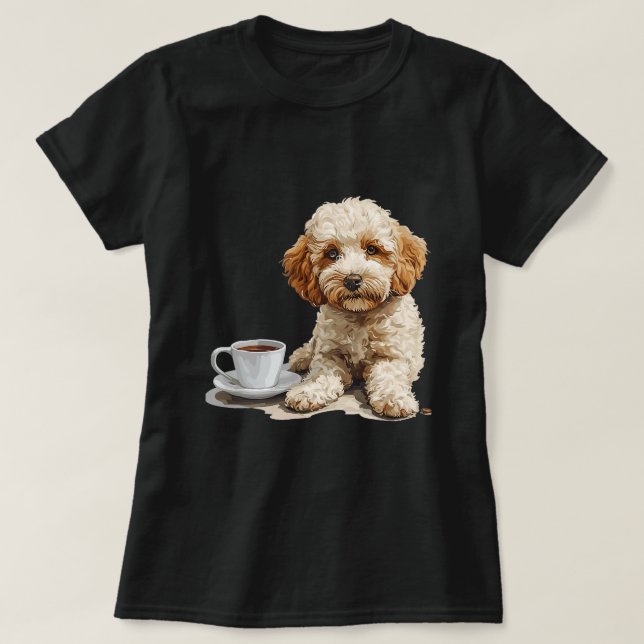 Camiseta Maltipoo bonito com uma taça de café Maltipoo (Frente do Design)
