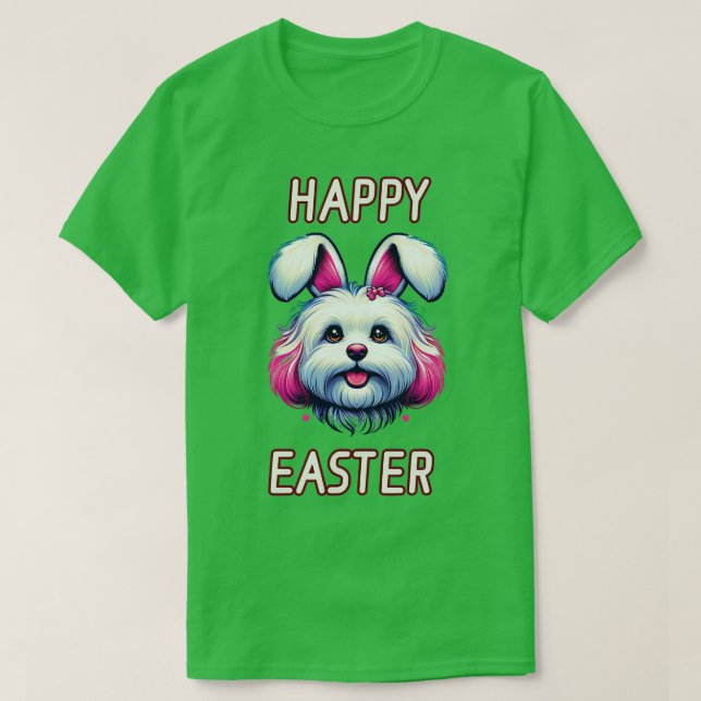 Camiseta Maltipoo - Coelhinho da Páscoa 4 (Frente do Design)