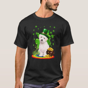 Camiseta Maltipoo Dog Shamrock Dia de São Patrício og Irish