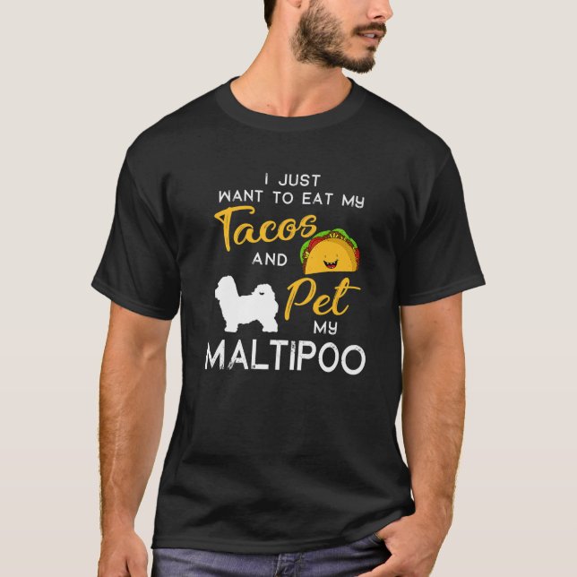 Camiseta Maltipoo Dog Tacos Fogão Proprietário do Natal (Frente)