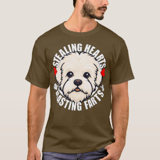 Camiseta Maltipoo Engraçado Roubando Corações Explosivos Cã