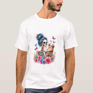 Camiseta Maluco Skeleton Cute Puppy Dog Alavanca Halloween