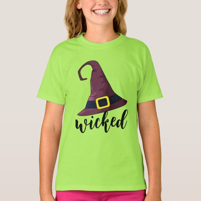 Camiseta Malvado, Divertido Chapéu de Bruxa Personalizado (Frente)