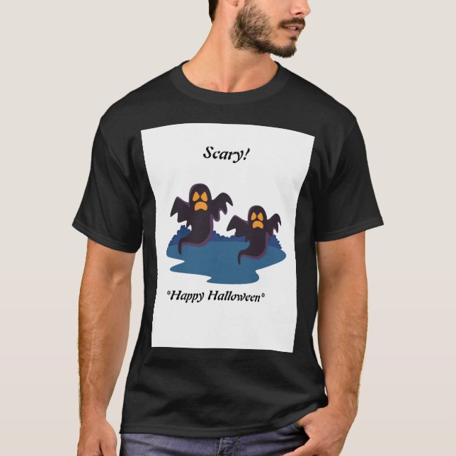 Camiseta Malvado e feliz Halloween XL Tamanho de Vestuário  (Frente)