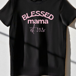 Camiseta Mama Abençoada Ano de Fundação Cana de Açúcar Rosa