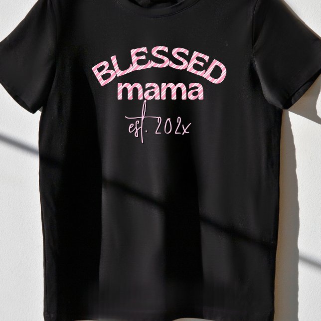 Camiseta Mama Abençoada Ano de Fundação Cana de Açúcar Rosa (Criador carregado)