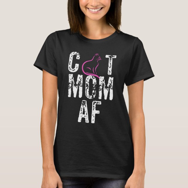 Camiseta MAMÃ AF do CAT, mamã louca do gato, presente da (Frente)