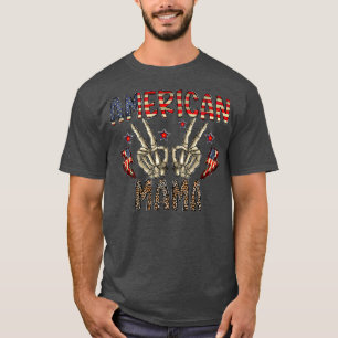 Camiseta Mama Americana Skeleton Hand Western 4 De Julho Le