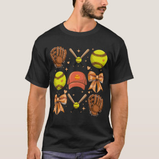 Camiseta Mama Arco Bolo de Softball Mãe Dia das Mulheres Es