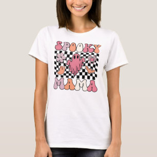 Camiseta Mama Assustadora Retro Halloween Fofo Vintage