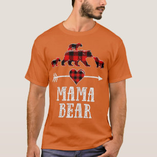 Camiseta Mama Bear 3 Cubs, Natal Mama Ursa Xadrez Pajam