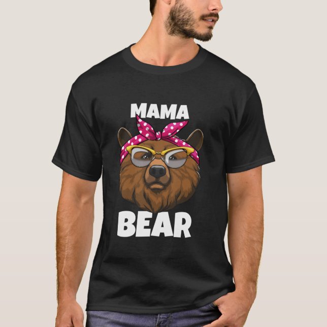 Camiseta Mama Bear Animal Mulheres Natureza Engraçada Banda (Frente)