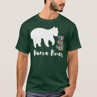 Camiseta Mama Bear Autism Awareness Puzzle Piece Support Au
