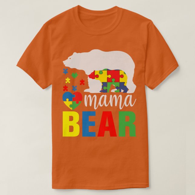Camiseta Mama Bear Autismo Prêmio de Consciência (Frente do Design)