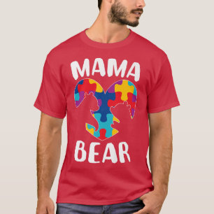 Camiseta Mama Bear Autismo Quebra-cabeça de Consciência Au