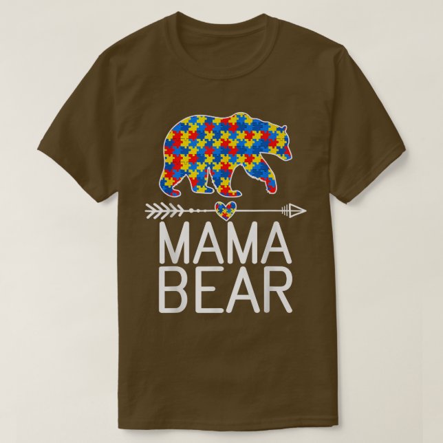 Camiseta Mama Bear Autismo Quebra-cabeça Premium (Frente do Design)