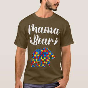 Camiseta Mama Bear Autismo Sensibilização Partes Quebra-cab