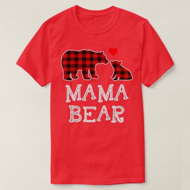 Camiseta Mama Bear Buffalo Plaid Christmas Family Pajama  - (Frente do Design)