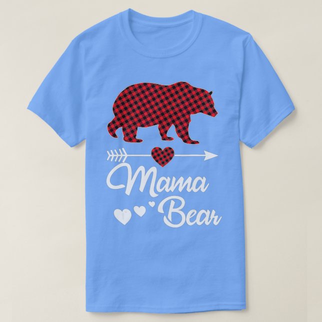 Camiseta Mama Bear Christmas Pajama Red Buffalo Plaid Famil (Frente do Design)
