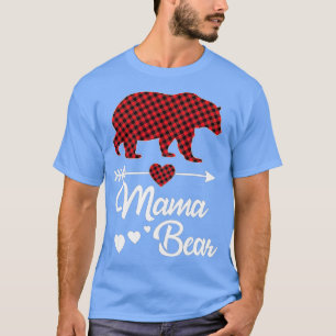 Camiseta Mama Bear Christmas Pajama Red Buffalo Plaid Famil