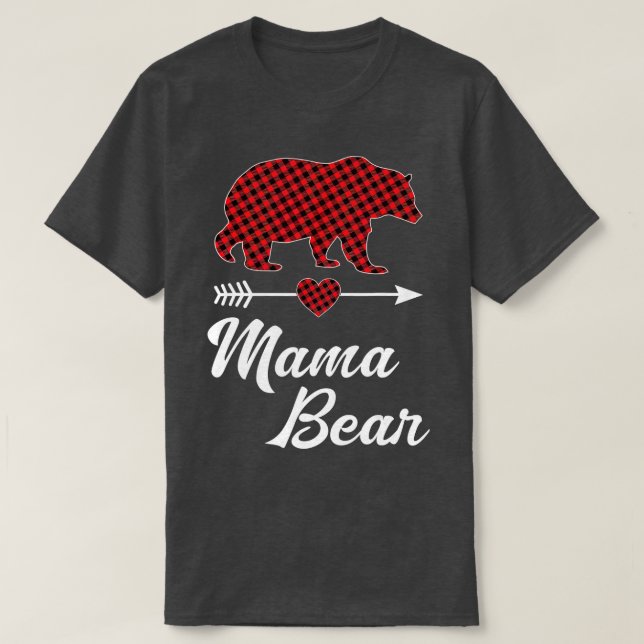 Camiseta Mama Bear Christmas Pajama Red Buffalo Plaid Famil (Frente do Design)