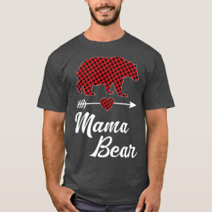 Camiseta Mama Bear Christmas Pajama Red Buffalo Plaid Famil