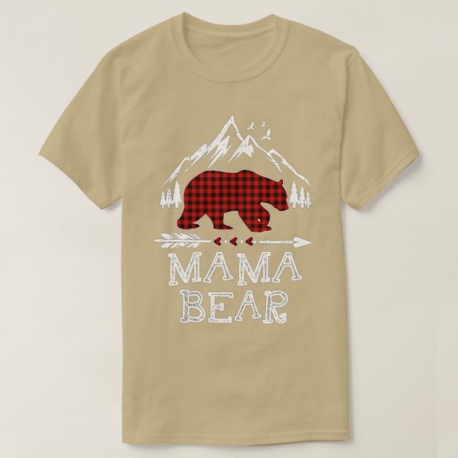 Camiseta Mama Bear Christmas Pajama Red Plaid Buffalo Famil (Frente do Design)