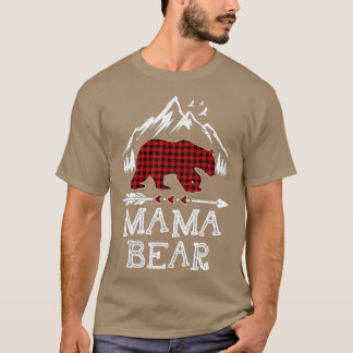 Camiseta Mama Bear Christmas Pajama Red Plaid Buffalo Famil