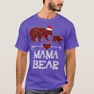 Camiseta Mama Bear Christmas Pajama Red Plaid Buffalo Famil