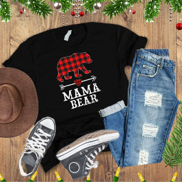 Camiseta Mama Bear Christmas Pajama Red Xadrez Buffalo