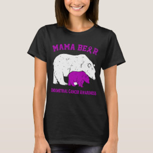 Camiseta Mama Bear CONSCIÊNCIA DO CÂNCER ENDOMETRIAL