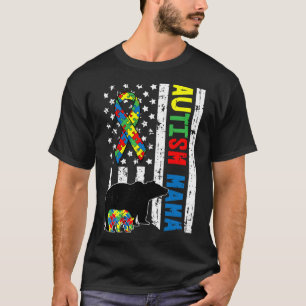 Camiseta Mama Bear Correspondendo Autismo Familiar Oferece 