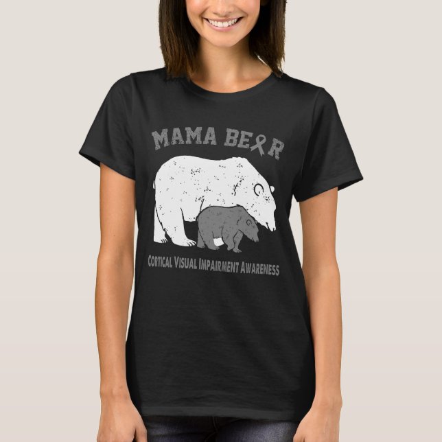 Camiseta Mama Bear DEFICIÊNCIA VISUAL CORTICAL Conscientiza (Frente)