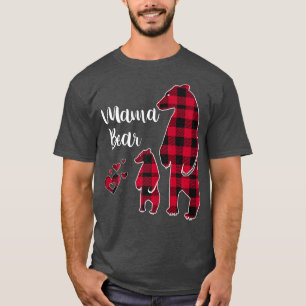 Camiseta Mama Bear Little Bear Pajama Red Buffalo Xadrez