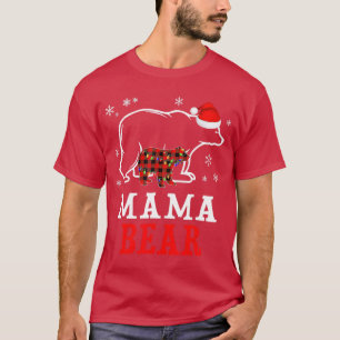 Camiseta Mama BEAR Mulheres Vermelhas Xadrez Natal Família