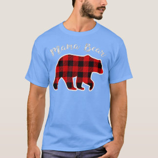 Camiseta Mama BEAR Mulheres Vermelhas Xadrez Natal Família