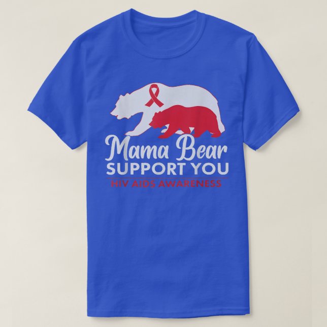 Camiseta Mama Bear O Apoio À Sensibilização Para A SIDA Atr (Frente do Design)