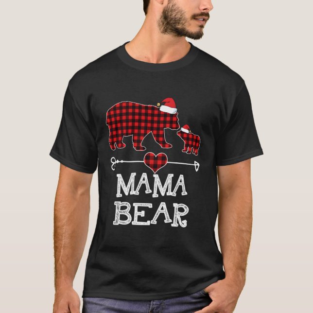 Camiseta Mama Bear Pajama Red Xadrez Buffalo - Presente Par (Frente)