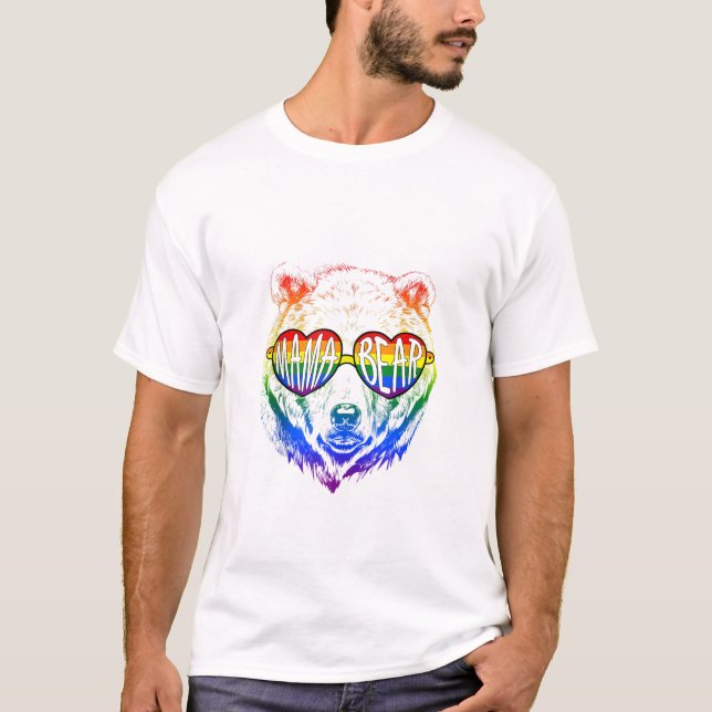 Camiseta Mama Bear Rainbow Sunglass (Frente)