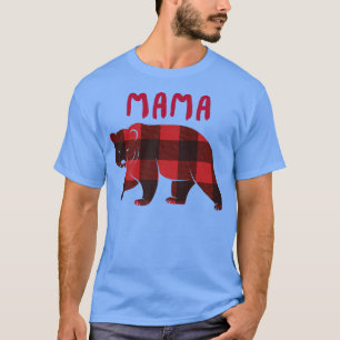 Camiseta Mama Bear Red Buffalo Plaid Pajama Christmas Famil