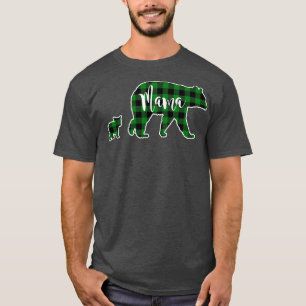 Camiseta Mama Bear with One 1 Cub Black Green Buffalo Check